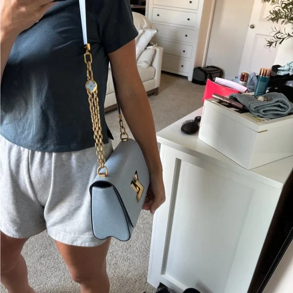 Louis Vuitton Light Blue Crossbody Bag with Gold Accent - Picture 8 of 8